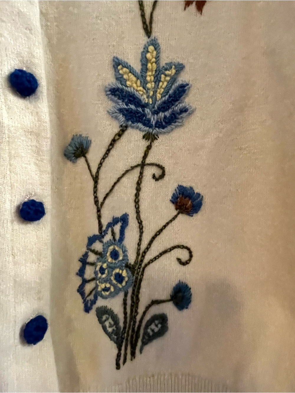 Vintage Cream Colored Embroidered Cardigan - Picture 8 of 15